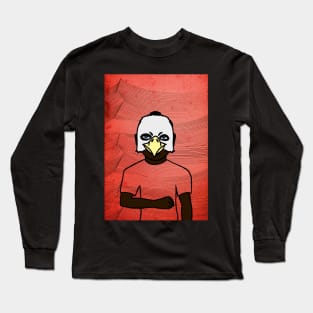 Uniswap - Blue-Eyed Male Character with Animal Mask and Waves Background Long Sleeve T-Shirt